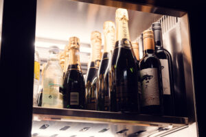 Wide selection of refreshing drinks at Bitzinger Würstelstand, perfect for pairing with traditional Viennese sausage.