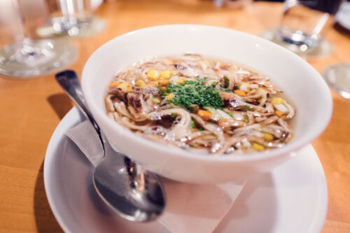 Traditional Frittaten soup served at Figls restaurant in Vienna.