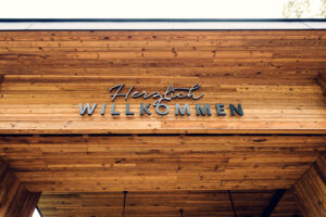 Distinctive entrance of Luftburg Kolarik, reflecting its unique blend of tradition and modernity.