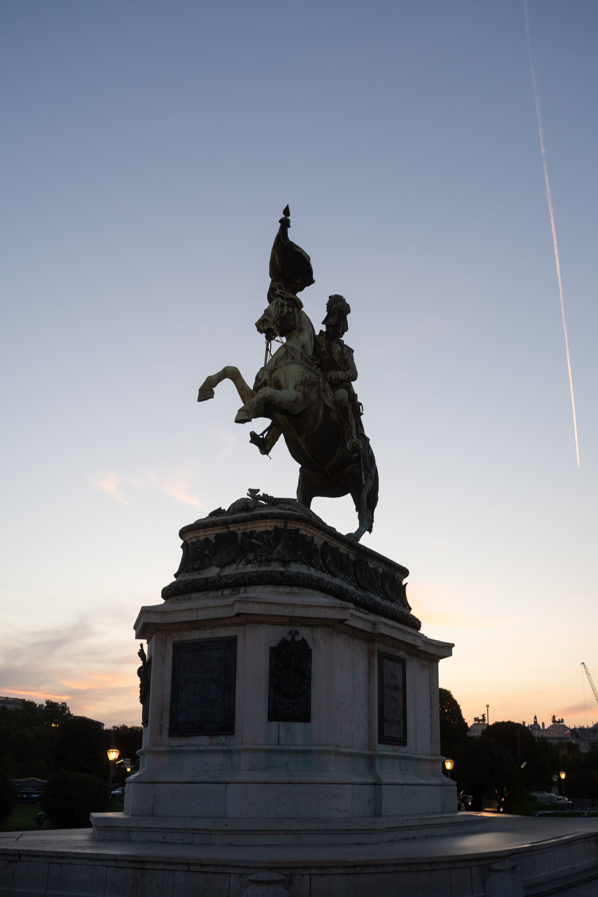 Detailed view of the Archduke Charles monument, standing proudly at Heldenplatz.