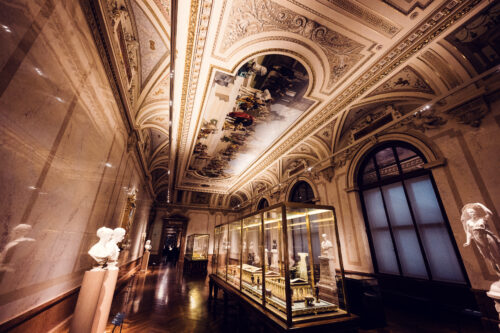 Carlo Albacini's 'Three Temples of the Ruins of Paestum' in the foreground of the magnificent Room IX in the Kunsthistorisches Museum Vienna.