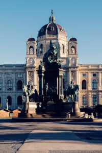 Close-up of the Maria Theresa Monument on Maria-Theresien-Platz.