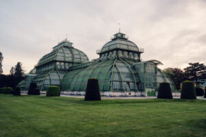 The Palm House stretching across the formal gardens at Schönbrunn.