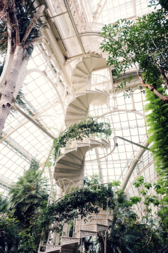 Architectural details of the central pavilion showcasing 19th-century engineering excellence.