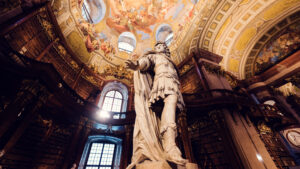 Charles VI statue standing proudly in the Prunksaal.