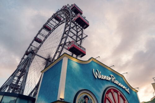 Majestic Giant Ferris Wheel (Wiener Riesenrad) framed by vintage entrance pavilion