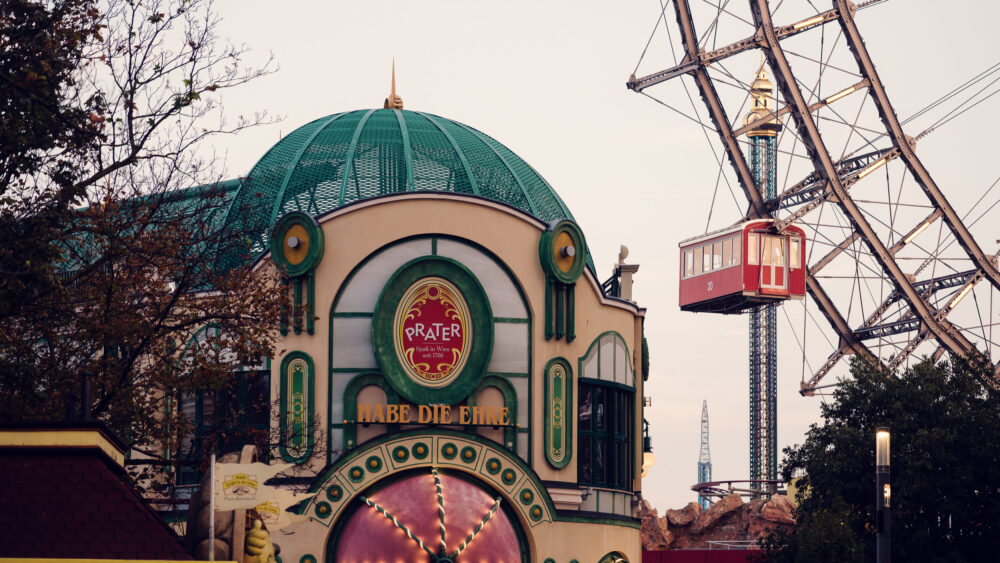 Historic entrance of the Giant Ferris Wheel (Wiener Riesenrad).