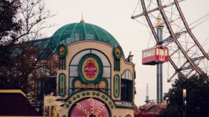 Historic entrance of the Giant Ferris Wheel (Wiener Riesenrad).