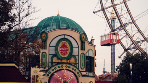 Historic entrance of the Giant Ferris Wheel (Wiener Riesenrad).