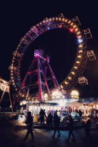 Stunning night shot of the Giant Ferris Wheel (Wiener Riesenrad).