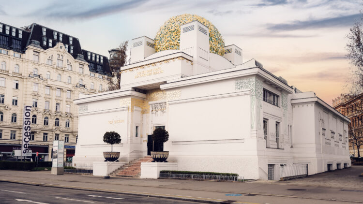 Vienna Secession Building (Wiener Secessionsgebäude) with its distinctive golden dome and Art Nouveau architecture designed by Joseph Maria Olbrich in 1897.