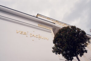 'Ver Sacrum' (Sacred Spring) inscription on the Vienna Secession Building façade, designed by Joseph Maria Olbrich in 1898, referencing the official art magazine of the Vienna Secession movement (1898-1903) that served as a platform for Austrian Art Nouveau artists led by Gustav Klimt.