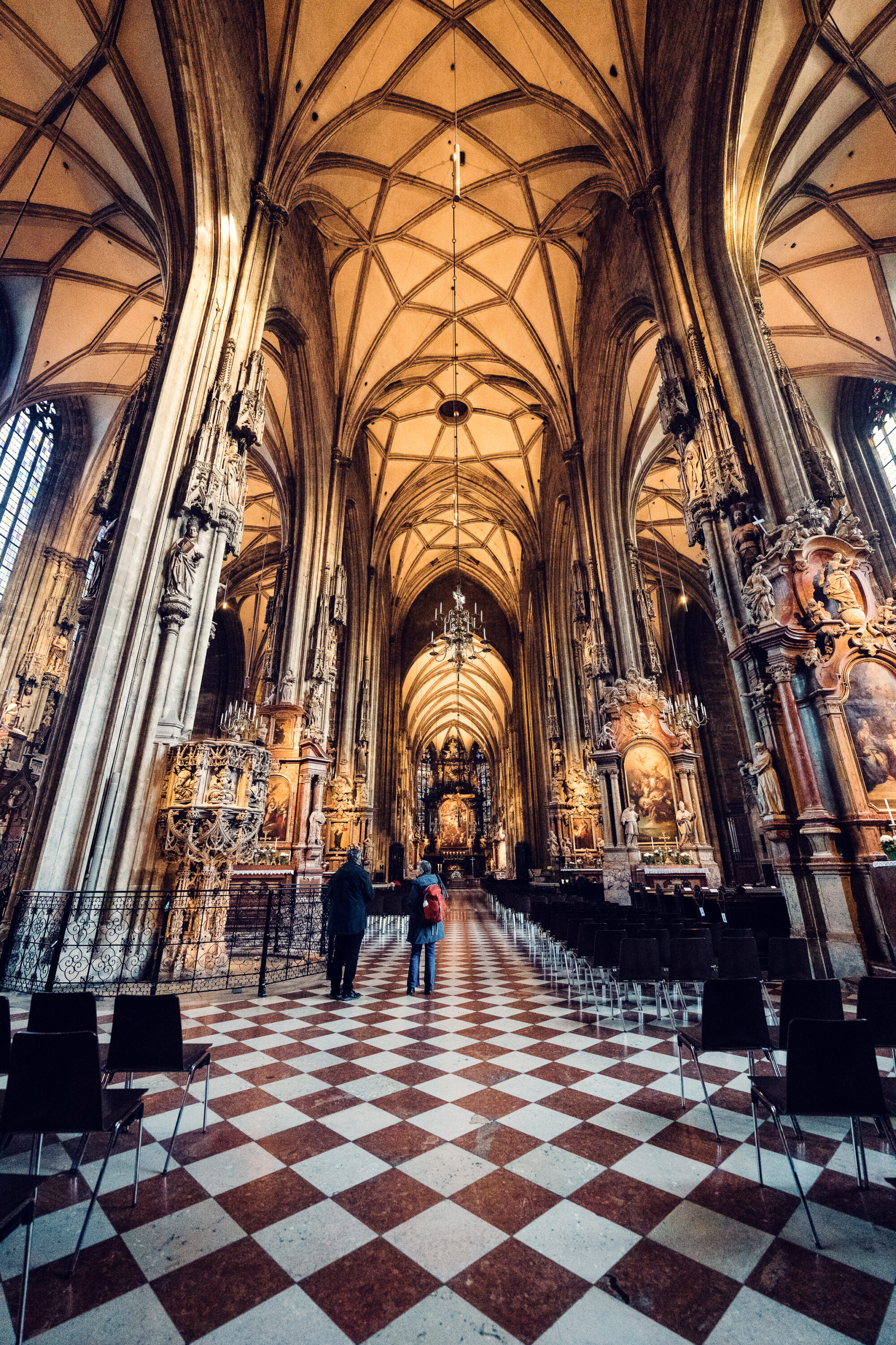 St. Stephen's Cathedral Gothic vaulted ceiling with soaring interior perspectives.