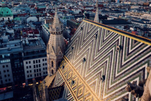 St. Stephen's Cathedral South Tower with its viewing platform high above Vienna's rooftops.