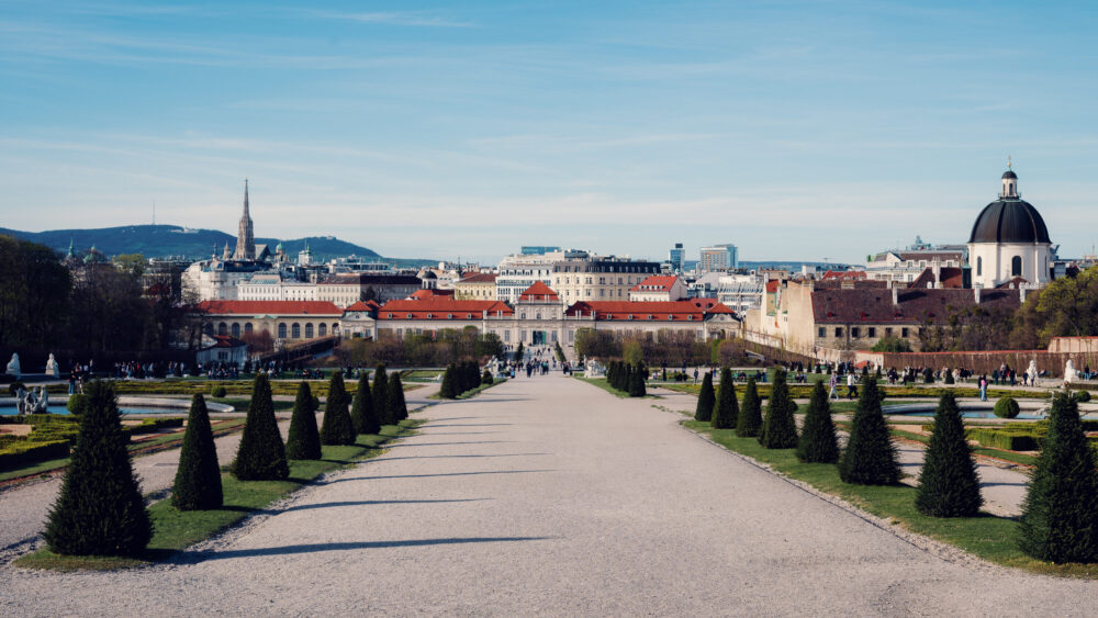 Baroque gardens at Belvedere Castle, where geometric precision meets horticultural artistry.