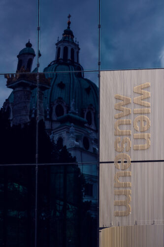 Karlskirche reflection at the Wien Museum.