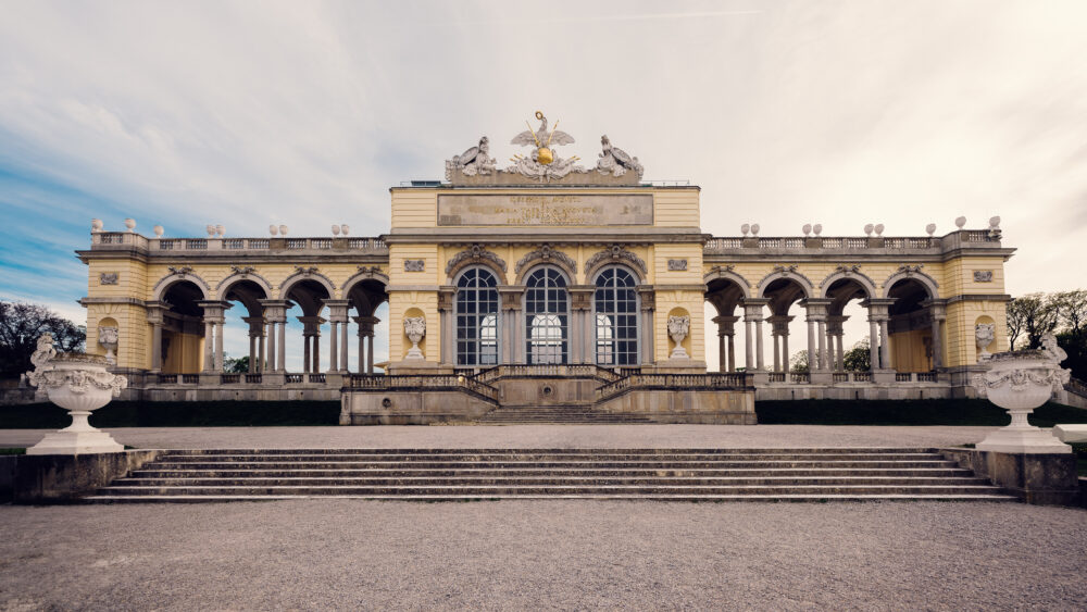 Dramatic clouds surrounding the Gloriette