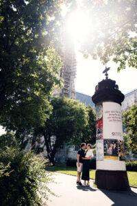 Adriana and Mario in front of Votivkirche Vienna (Votive Church).