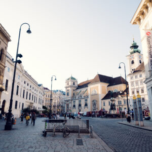 Charming Freyung Square, showcasing Vienna's blend of history.