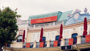 Madame Tussauds Vienna wax museum at Prater, celebrity wax figure attraction with the museum facade in the Wiener Prater.