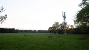 Papstwiese green space in Donaupark under an open sky.