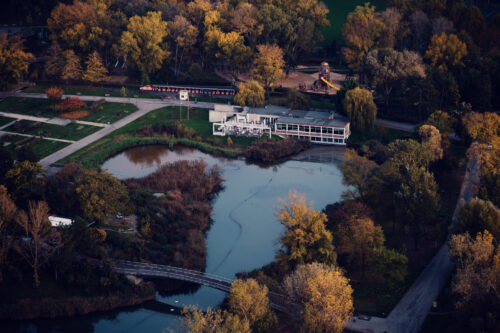 Donaupark Vienna Danube River waterfront with park facilities.
