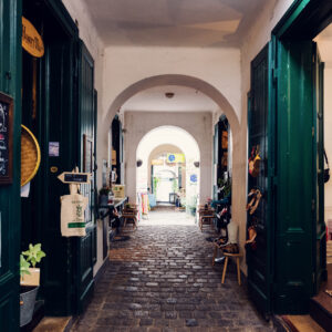 Hidden gem Raimundhof, a historic passage with artisan boutiques in Vienna.