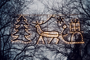 Vienna Mariahilfer Strasse Christmas shopping district featuring holiday decorations festive street lighting and seasonal retail atmosphere.