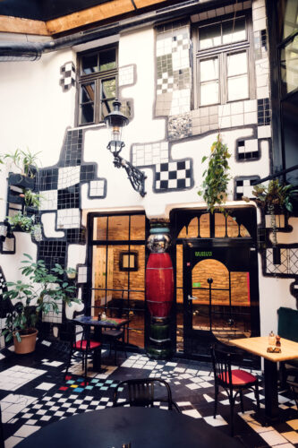 Contemporary interior of Café Friedlich, providing a fresh take on Vienna's café tradition.