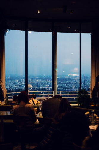 Breathtaking view of Vienna through Rondell Café's panoramic windows.