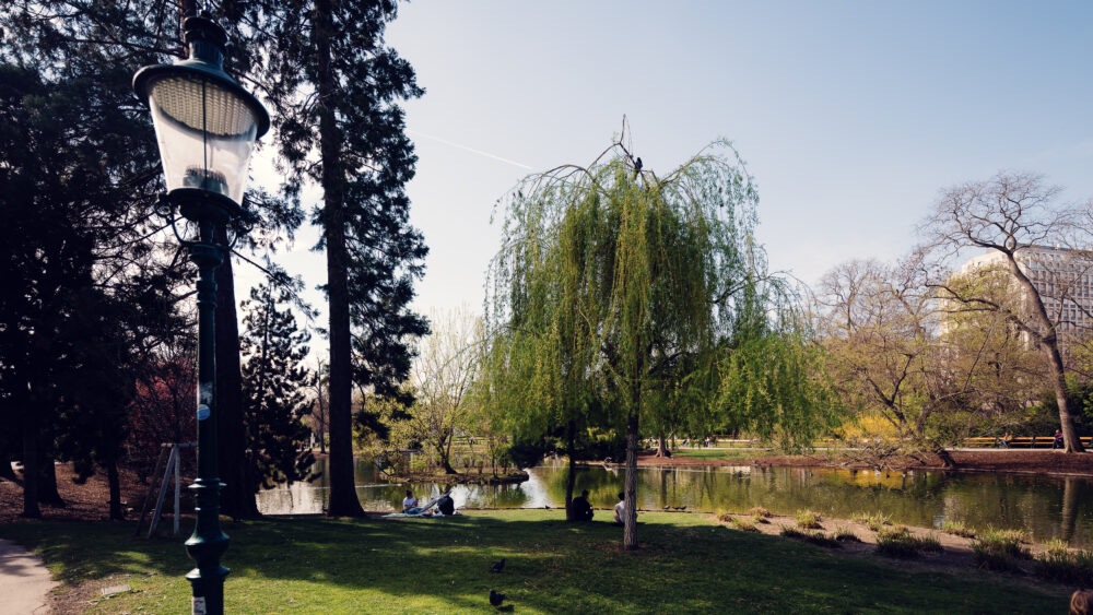Network of historic pathways through Stadtpark, connecting various monuments and garden features.