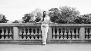 Adriana on Stadtpark's stone bridge.
