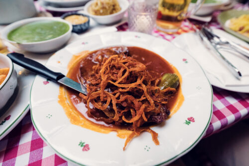 Perfectly pink-centered beef.