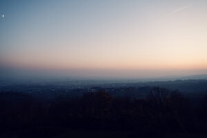 Sunset over Vienna viewed from Kahlenberg heights.