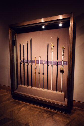 Magnificent collection of ceremonial staffs at Vienna's Imperial Treasury, showcasing the symbols of Habsburg power and authority.