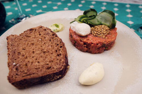 Beef Tartar at Lucullus restaurant Vienna with modern culinary presentation.