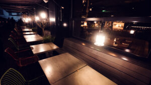 Design details inside Ribelli's modern dining space.