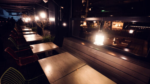 Design details inside Ribelli's modern dining space.