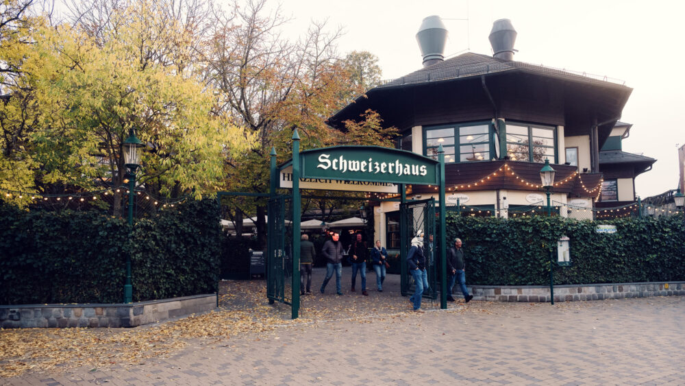 Architectural details of Schweizerhaus's historic building.