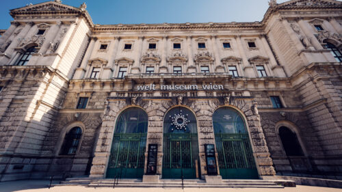 Majestic Neue Burg facade of Weltmuseum Wien, where imperial grandeur meets cultural heritage.