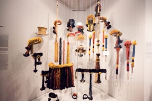 Munduruku collection at Weltmuseum Wien, displaying artifacts of the indigenous Amazonian people.