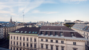 Skyline de Vienne vue depuis l'Atmosphere Rooftop Bar.