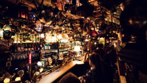 Bar detail showing craft beer selection and tap variety at Bockshorn.