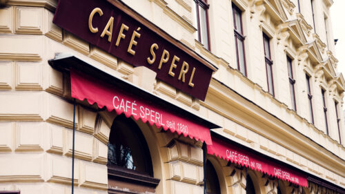 Historic entrance elements of Café Sperl.