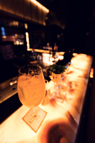 Main bar space at Kleinod Vienna during evening hours.