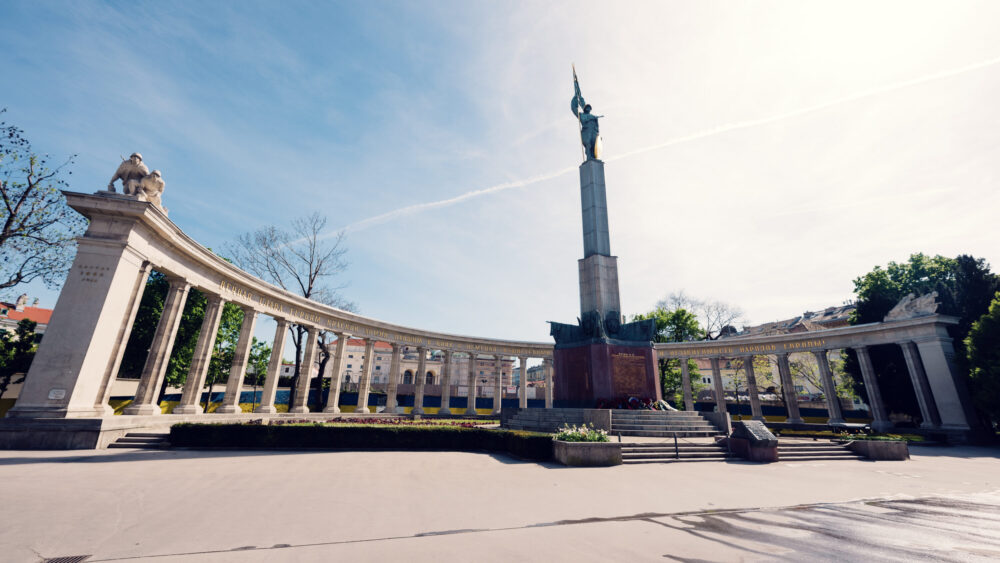 Soviet War Memorial at Schwarzenbergplatz Vienna, erected in 1945 to commemorate the 17,000 Soviet soldiers who died during the Battle of Vienna in World War II.