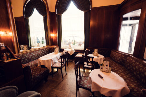 Café Landtmann's grand interior featuring original 1873 design elements.