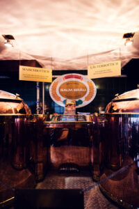 Copper brewing barrels lined up at Salm Bräu.