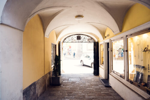 First District Vienna city center featuring traditional Viennese architecture, outdoor cafes, and shopping streets.