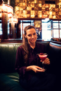 Loos Bar Vienna seating area with original 1908 Jugendstil design elements.